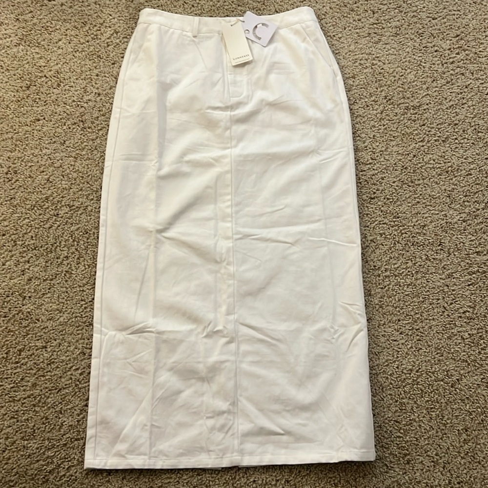NWT Commense Pencil Skirt Size L Cream/White
